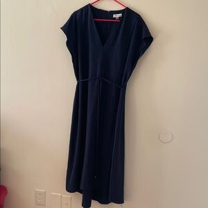 Elegant Navy V-Neck Dress